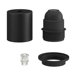 Kit douille E27 semi-filetée en métal avec serre-câble dissimulé - Noir