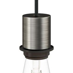 Kit douille E27 semi-filetée en métal avec serre-câble dissimulé - Titane satiné