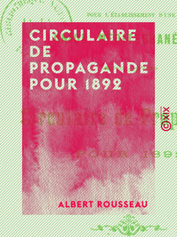 Circulaire de propagande pour 1892 - Pour l'établissement d'une union méditerranéenne
