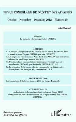 Revue congolaise de droit et des affaires - octobre - novembre - décembre 2012