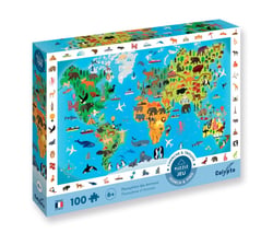 Puzzle 100 pièces - Cherche et trouve: Planisphère des Animaux
