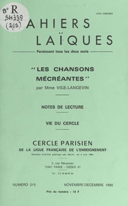 Les chansons mécréantes - Notes de lecture. Vie du cercle
