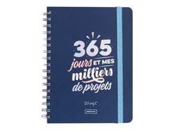 Agenda semainier 2022 - 365 jours et mes milliers de projets - 17 x 22,1 cm - Bleu marine - Mr. Wonderful