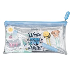 Ensemble trousse plate 1 compartiment + stylo + trombone Mr Wonderful