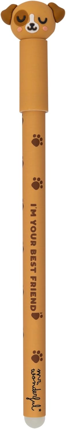 Stylo effaçable Mr Wonderful - Chien - bleu - pointe moyenne