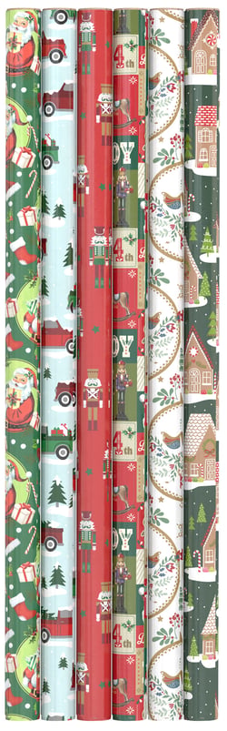 Papier cadeau Noël Hoomark - Xmas vintage - Modèles assortis - 2 x 0,7 m - Smartwrap - Vendu à l'unité