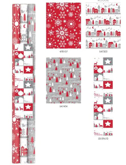 Lot de 3 rouleaux de papier cadeau - Rouge + 20 étiquettes