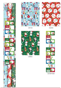 Lot de 3 rouleaux de papier cadeau Kids + 20 étiquettes
