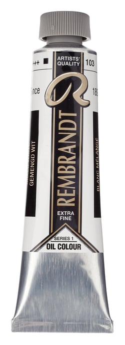 Peinture à l'huile Rembrandt en tube de 40 ml - Royal Talens - Extra-fine - Blanc mélangé