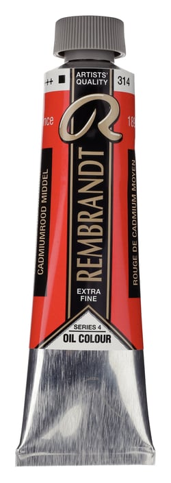 Peinture à l'huile Rembrandt en tube de 40 ml - Royal Talens - Extra-fine - Rouge de cadmium moyen