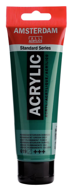 Tube 120 ml de peinture acrylique Royal Talens - Amsterdam - Vert Permanent Foncé