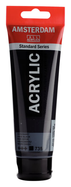 Tube 120 ml de peinture acrylique Royal Talens - Amsterdam - Noir Oxyde