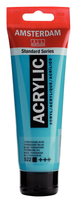 Tube 120 ml de peinture acrylique Royal Talens - Amsterdam - Bleu Turquoise