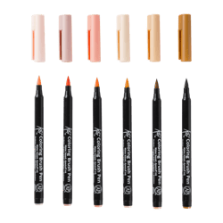 Lot de 6 feutres pointe pinceau - Sakura - Couleurs assorties - Koi Coloring Brush Pen Manga Set