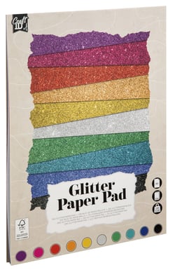 Bloc papier Craft Id - 10 feuilles - Multicolore paillettes - A4 21 x 29,7 cm - 180 g/m²