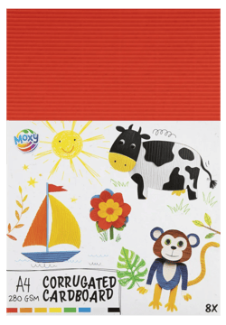 Bloc carton ondulé Moxy - 8 feuilles - Couleurs assorties - A4 - 280 g/m²