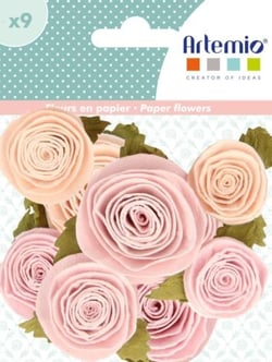 Lot de 9 fleurs en papier - Secret Garden