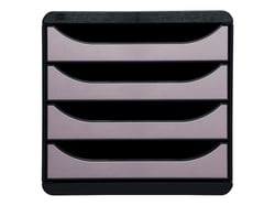 Bloc de rangement 4 tiroirs - noir/argent