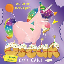 Oscar the hungry unicorn eats cake
