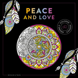 Black coloriage Peace and love - NP