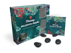 Coffret Massage aux pierres chaudes, pour apaiser le corps et l'esprit : Avec 8 pierres volcaniques et un livre explicatif écrit par une infirmière