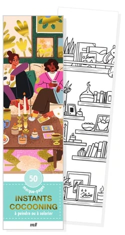 50 marque-pages - Instant cocooning - à peindre ou colorier