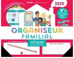 Organiseur familial Mémoniak 2025, calendrier organisation familial mensuel (sept. 2024- déc. 2025)