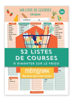 52 listes de courses Mémoniak - bloc aimanté à compléter