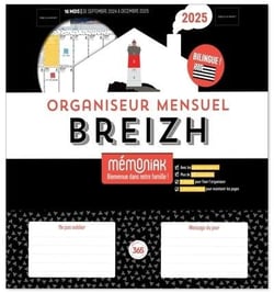 Organiseur mensuel Breizh Mémoniak, calendrier mensuel (sept. 2024- déc. 2025)