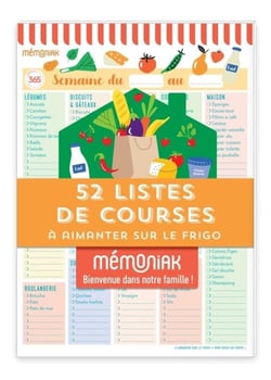 52 listes de courses Mémoniak - bloc aimanté à compléter