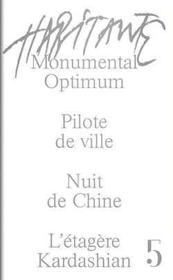 Habitante n.5 : Monumental optimum, Pilote de ville, Nuit de Chine, L'étagère Kardashian