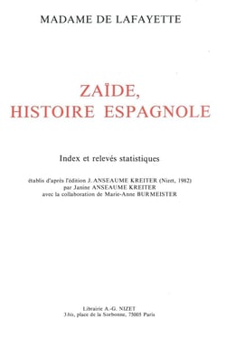 Zaïde, Histoire espagnole : Index et relevés statistiques
