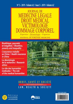 BIOETHIQUE, PAUVRETE ET INEGALITES-JML 5 VOL 62-2019 : JOURNAL DE MEDECINE LEGALE DROIT MEDICAL N°5 VOL 62-2019-DROIT SANTE ET SOCIETE