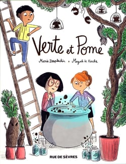 Etui verte et pome - (stickers inclus)