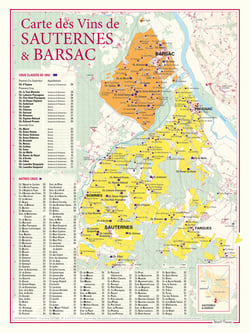 Carte des vins de Sauternes et Barsac
