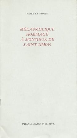 Mélancolique hommage à Monsieur de Saint-Simon