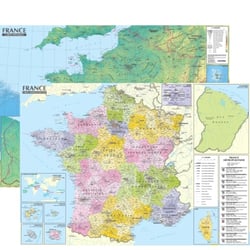 France 1/1.500.000 – carte administrative et physique (sans barres alu, 95 × 67 cm)