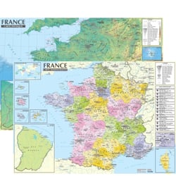 France 1/2.200.000 – carte administrative et physique (sans barres alu, 67 × 47 cm)