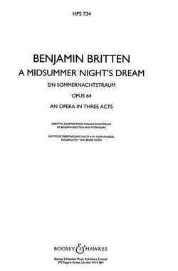 Hawkes pocket scores - hps 734 - a midsummer night's dream - opera in three acts. hps 734. op. 64. p