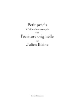 Petit precis a l'aide d'un exemple sur l'ecriture originelle