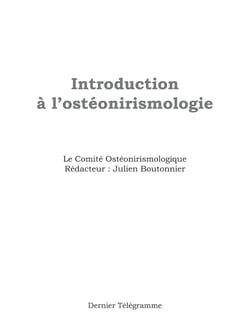 Introduction a l'osteonirismologie