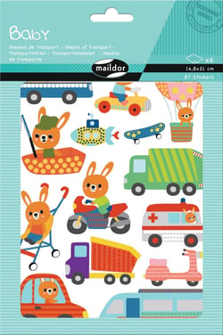 Stickers Maildor - 14,8 x 21 cm - Baby, Moyens de transport - 6 planches
