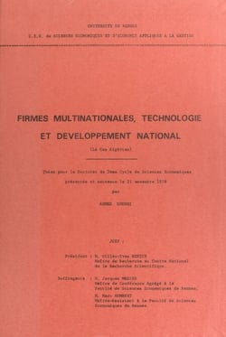 Firmes multinationales, technologie et développement national : le cas algérien - Thèse pour le doctorat de 3ème cycle de sciences économiques