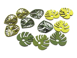 12 feuilles philo en bois peint 5 cm - vert - Créalia