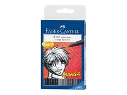 Lot de 8 feutres fineliners - Faber Castell - Couleurs assorties - Artist Pen manga