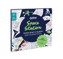 Omy - Poster géant à colorier - Space station + stickers
