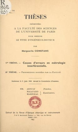 Causes d'erreurs en métrologie interférentielle - Suivi de Propositions données par la Faculté : techniques actuelles de calcul automatique en optique