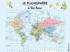 LE PLANISPHERE AVEC LE PETIT PRINCE - POSTER