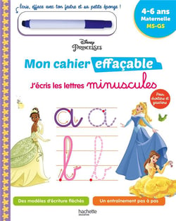 Disney princesses - mon cahier effaçable - j'écris les lettres minuscules