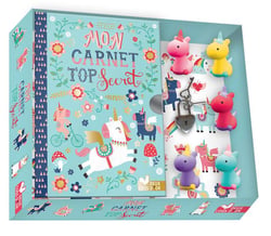 Mon carnet top secret - licornes - coffret avec mini gommes